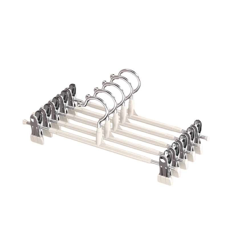 夢庭 防滑褲架褲夾輕奢晾曬褲夾子裙夾可伸縮調(diào)節(jié)加粗掛衣架白色 10支