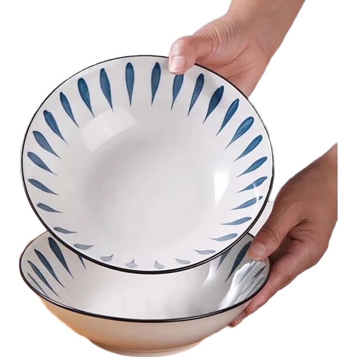 千叶草8英寸斗碗家用颜值陶瓷餐具汤碗面碗菜碗 4只8英寸千叶草斗碗
