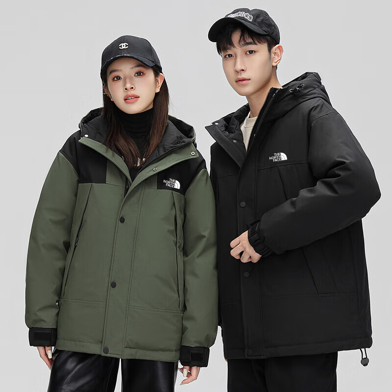 北面羽王羽绒服情侣外套男冬季新款防风连帽加厚保暖90白鸭绒时尚工装女 BM2320黑色 【男女同款】 M （建议106-125斤）