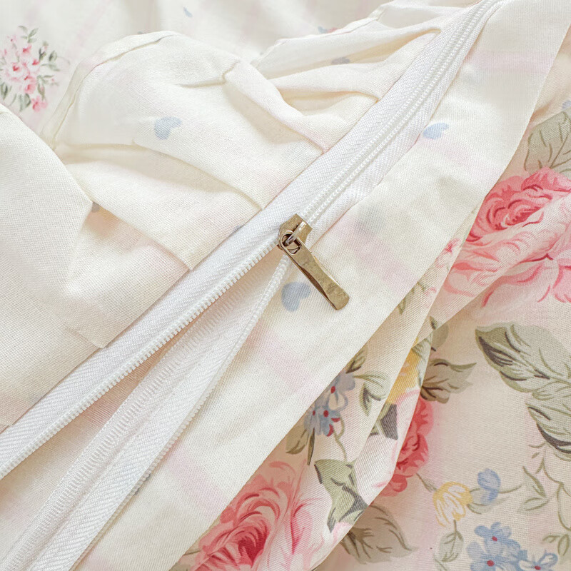 诸禄田园风小碎花全棉床围裙四件套高端轻奢夹棉床罩防滑花边被套四季 亚瑟花园 床裙款 2.0*2.2四件套-被套2*2.3