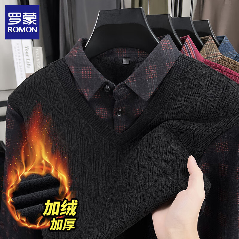 ���ɣ�ROMON�����޼Ӻ��������֯�����ﶬ�ů�����������ʿ���з������� ��ɫ XL ����������135-155�