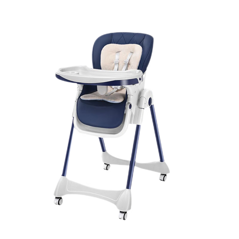 梦多福 宝宝餐椅可折叠儿童餐桌椅婴幼儿吃饭座椅便携多功能可调档餐车 可坐可躺+折叠+加宽座椅+双面垫 多功能小孩简易餐椅