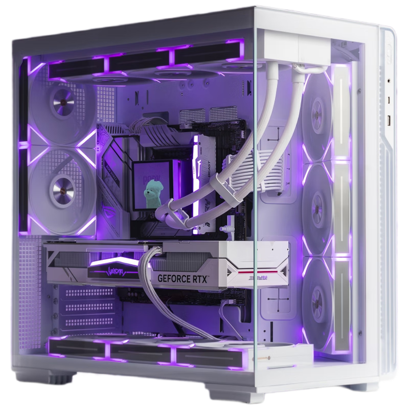 爱国者（aigo）星璨 霄 白色 游戏电脑台式主机箱 ATX主板/支持360水冷夹汉堡/左右分仓海景房/5090显卡