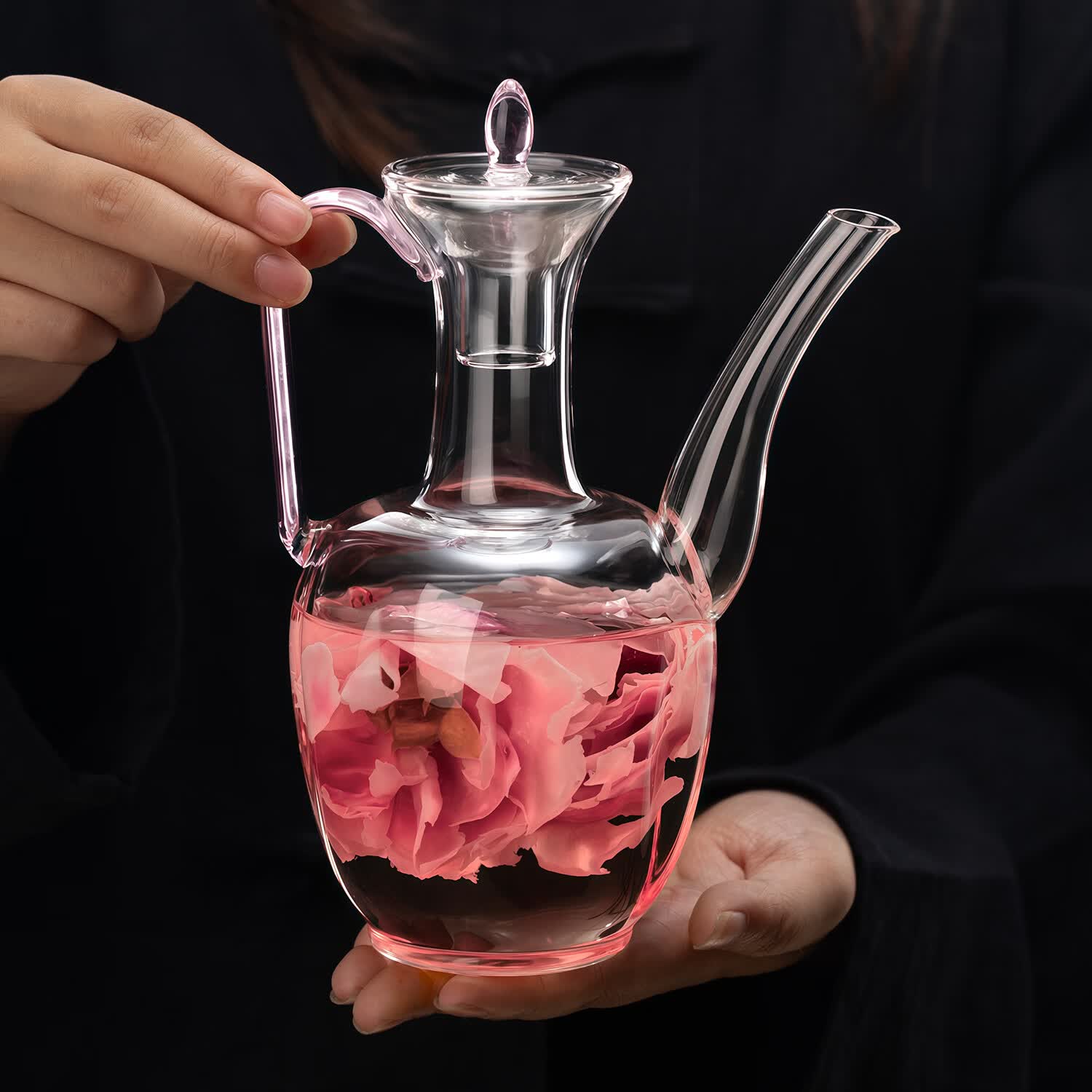 和间仿宋玻璃执壶贵妃壶花茶壶耐高温透明仿古煮茶专用泡茶壶高档茶具 【550ML】蝴蝶贵妃壶+蝴蝶灯笼主人杯碟套