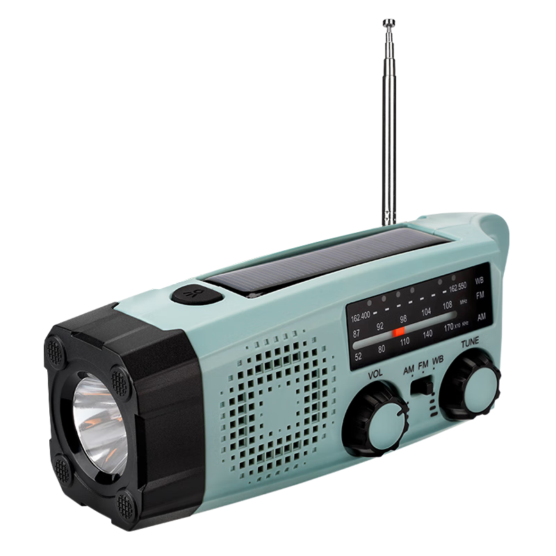 神火手搖式發(fā)電手電筒應(yīng)急戰(zhàn)備防災(zāi)地震帶收音機太陽能荒野生存