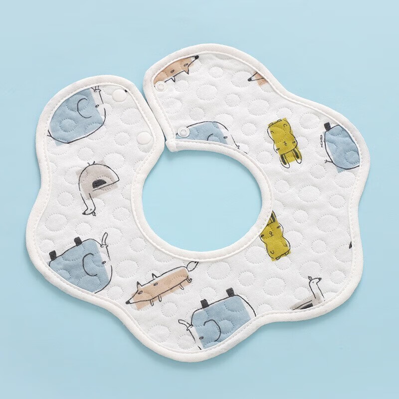 boxbaby婴儿口水巾纯棉印花围嘴宝宝360°旋转饭兜新生儿防水围兜5条装 男孩防水款(5条装)