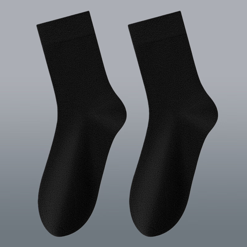 罗蒙羊毛袜子男款秋冬季中筒防寒加绒加厚保暖毛绒长筒袜男士高筒长袜 LM-1262平板羊毛袜-雪粉米 10双 均码 (适合38-44码)