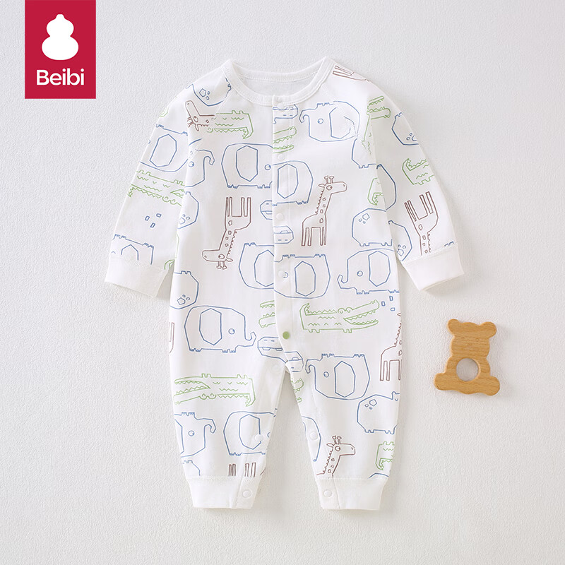 贝比婴儿连体衣春秋季纯棉新生儿衣服初生宝宝长袖哈衣爬服四季款