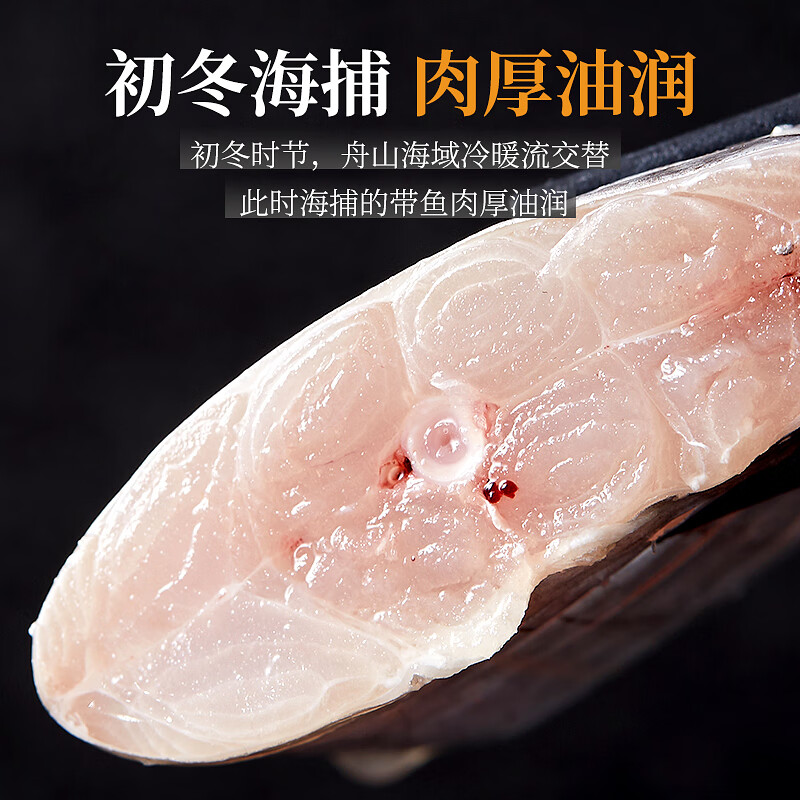 轩农谷正宗舟山带鱼段中段新鲜冷冻刀鱼段东海小眼带鱼特大号带鱼纯中段 【400g/包*5包】特大号中段