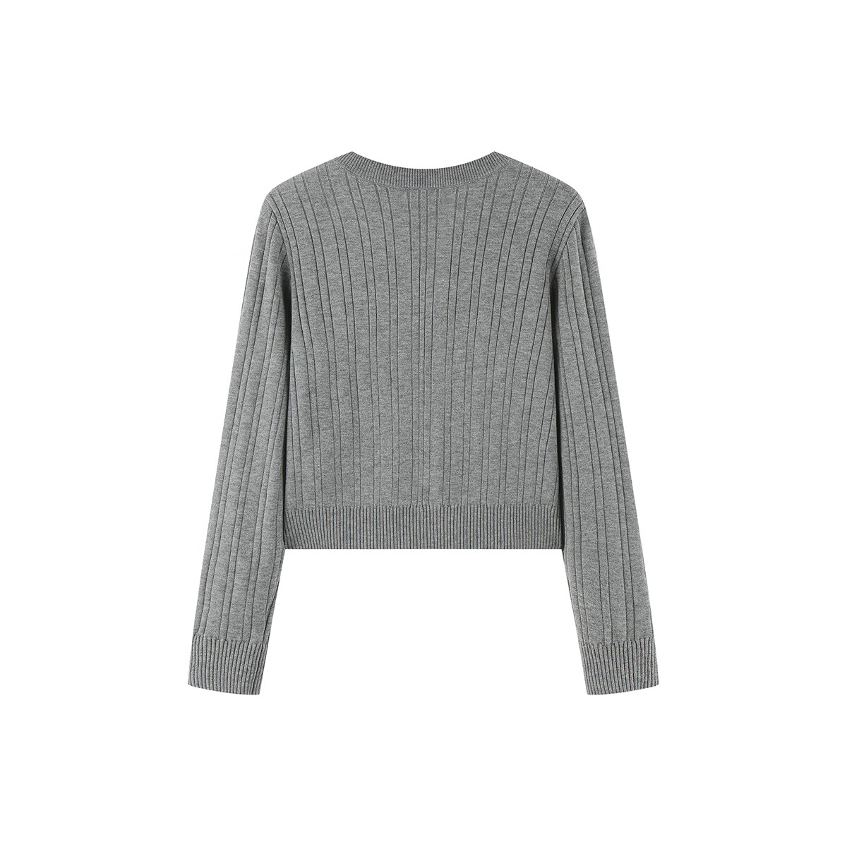 太平鸟秋冬毛针织衫集合链接新款打底无缝套衫女士开衫 圆领绞花线开衫灰色 M