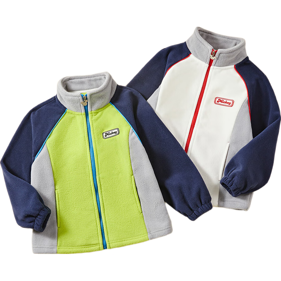 迪士尼（Disney）男女童校服神器摇粒绒外套2026春秋新款儿童保暖加厚上衣男孩外套 米色 120