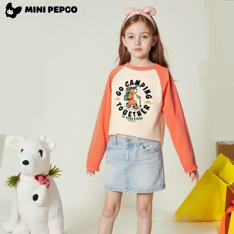 С�����ɣ�PEPCO����7A��������ͯӡ������T����纫�洺��ͯװ����Բ������ HikingBear��ɫ/�װ� Ů 110 ��������90-100cm 21.4Ԫ