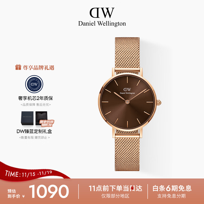 丹尼尔惠灵顿（DanielWellington）DW手女表 全新配色钢带女士手表 时尚欧美表节日礼物DW00100476