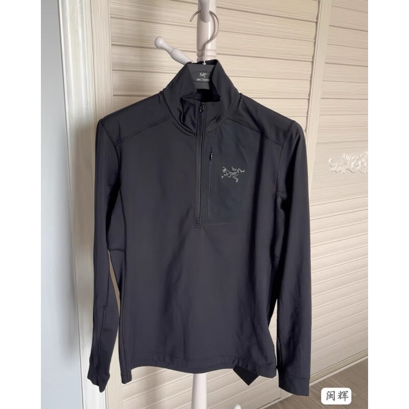 始祖鸟（ARC'TERYX）现货Arc'teryx始祖鸟rho lt zip neck男款半拉链抓绒薄款长袖 黑色 S