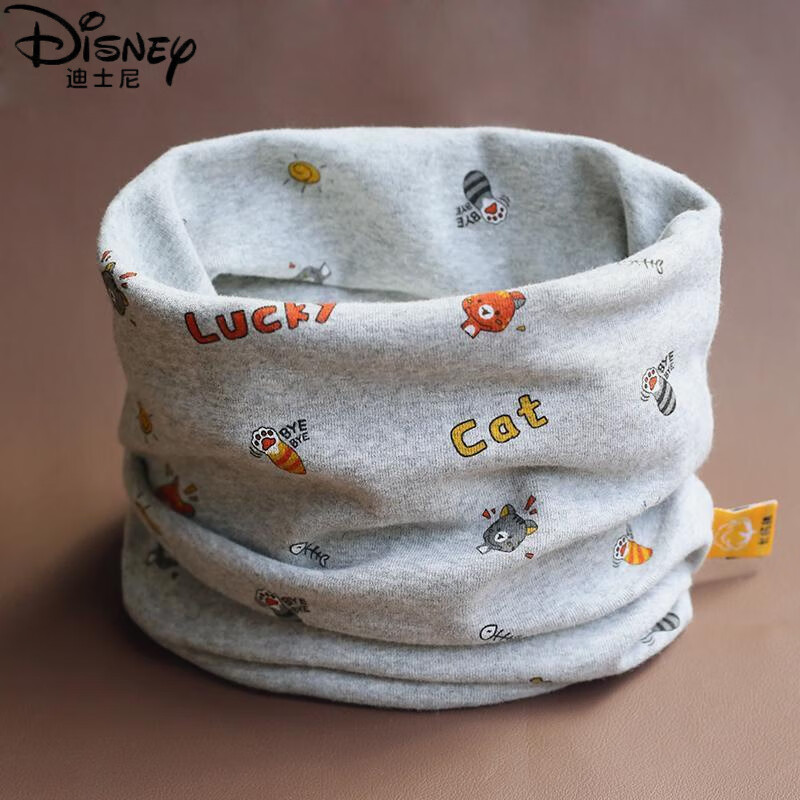迪士尼（Disney）A类纯棉儿童围脖宝宝秋冬脖套男小孩冬季套头婴儿围巾防风保暖女 卡皮巴拉-姜黄 0-10岁