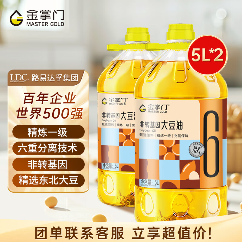 金掌门食用油 非转基因 大豆油5L*2 精炼一级