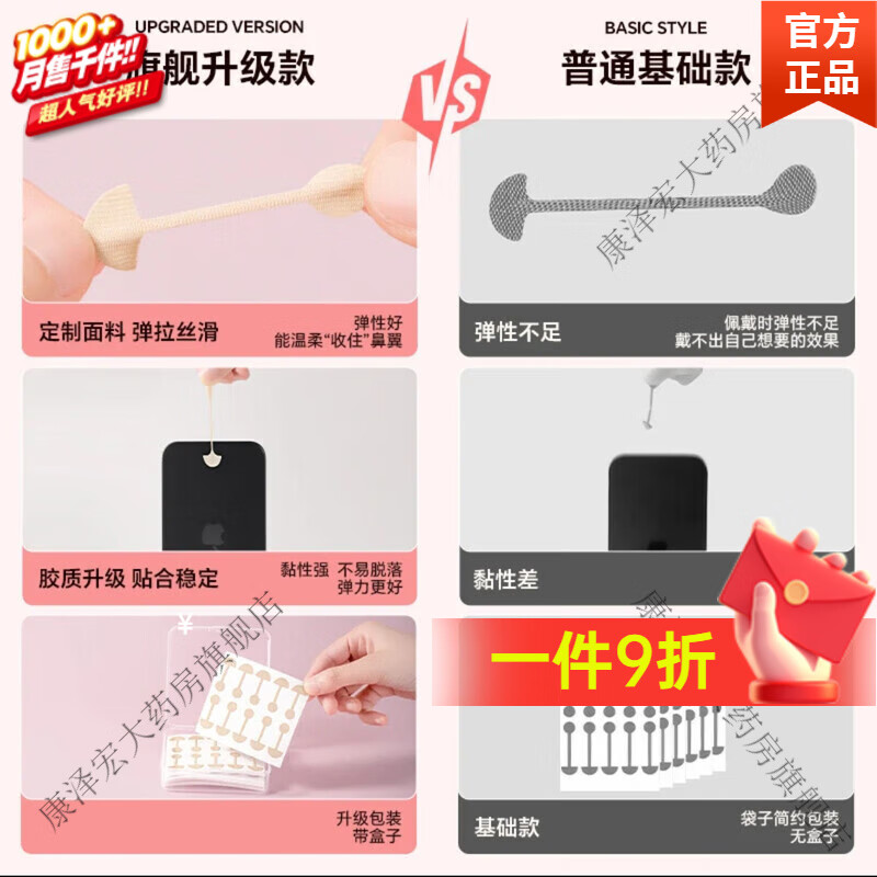 鼻翼收缩贴张予曦 小哑铃鼻翼缩小贴瘦鼻翼缘下拉睡觉矫正贴 【升级弹力肤色款】鼻翼贴100贴