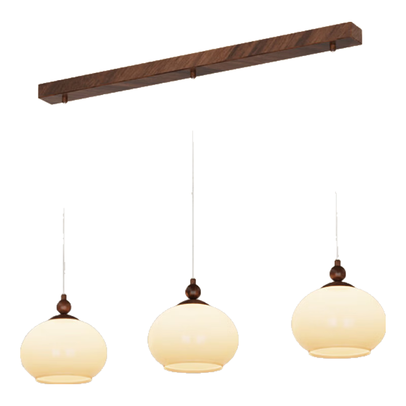 鹿屋法式中古風(fēng)客廳吊燈美式復(fù)古臥室餐廳燈設(shè)計(jì)師款臥室書(shū)房柿子吊燈 胡桃木紋【77CM】3頭餐廳燈-三色