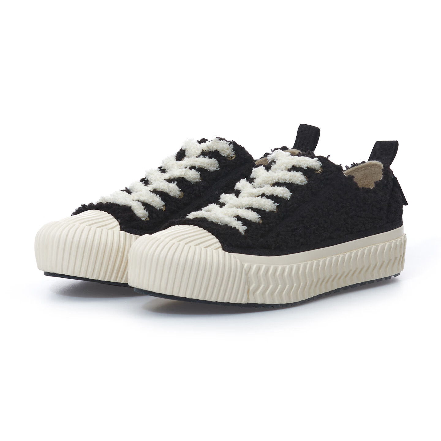 Excelsior饼干鞋官方 秋冬加绒男鞋休闲鞋增高板鞋棕色厚底帆布鞋女 道格熊(黑) 36 (230mm)