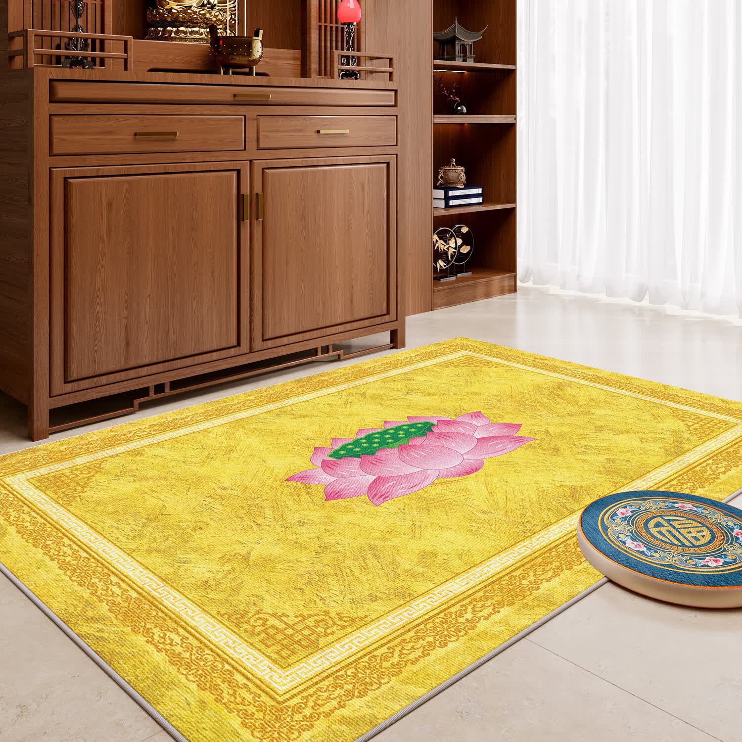 柜下莲花地毯拜垫跪垫家用烧香磕头跪拜地垫祠堂朝拜祈祷垫 佛堂