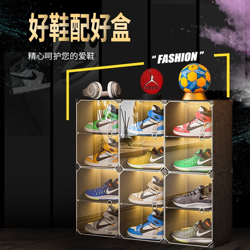 收纳达人透明鞋盒收纳球鞋收纳盒侧开鞋柜大号密封宿舍鞋子收纳神器 全透明展示【双列放8双鞋】