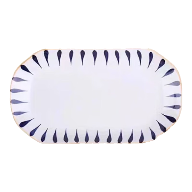 家用釉下彩陶瓷多风格大尺寸鱼盘乔迁新房耐高温盘子鱼盘大合集 11.2英寸青木风鱼盘1个