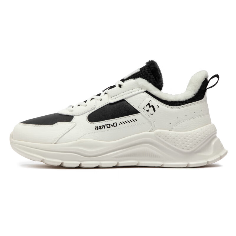 361°男鞋运动鞋猎刃高帮板鞋男秋冬季保暖复古气质休闲学生板鞋子男 羽毛白/曜石黑【6705BF加绒】 41