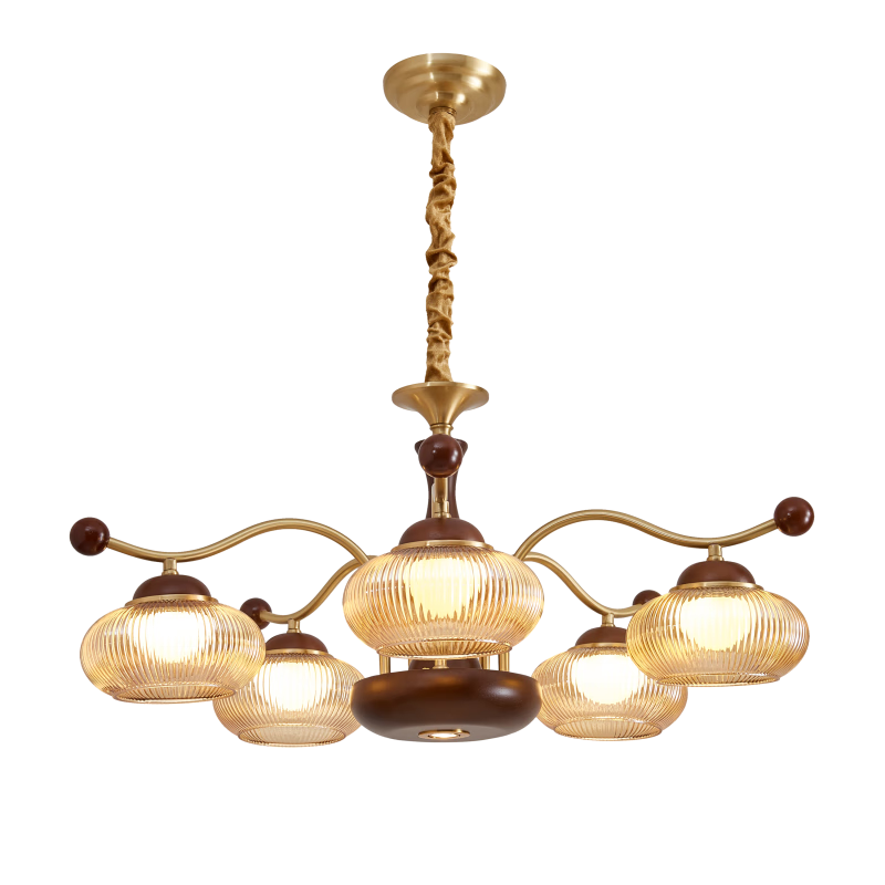 佐燈奴中古風(fēng)全銅美式吊燈胡桃木色客廳吊燈臥室餐廳酒吧現(xiàn)代簡(jiǎn)約燈具 單頭吊燈/三色led