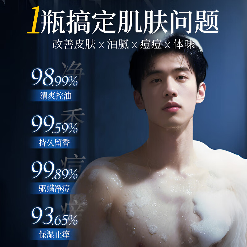 ZYUO日本沐浴露男士古龙香男士沐浴露专用持久留香72小时清爽控油止痒 1瓶装 【日本品牌】控油保湿 洗螨净痘 型男沐浴露