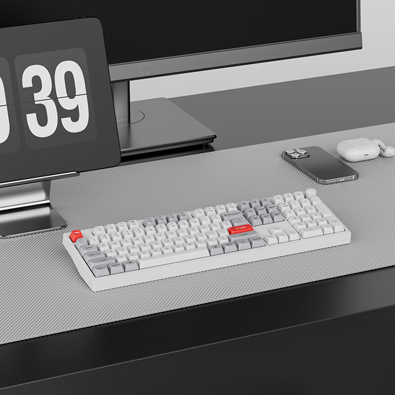 keychron渴创 Z6Ultra 机械键盘 无线有线双8K键盘 三模蓝牙键盘 客制化铝坨坨键盘 自研ZMK低功耗长续航  Z6U-双8K 红轴 RGB 快拆设计 闪白色