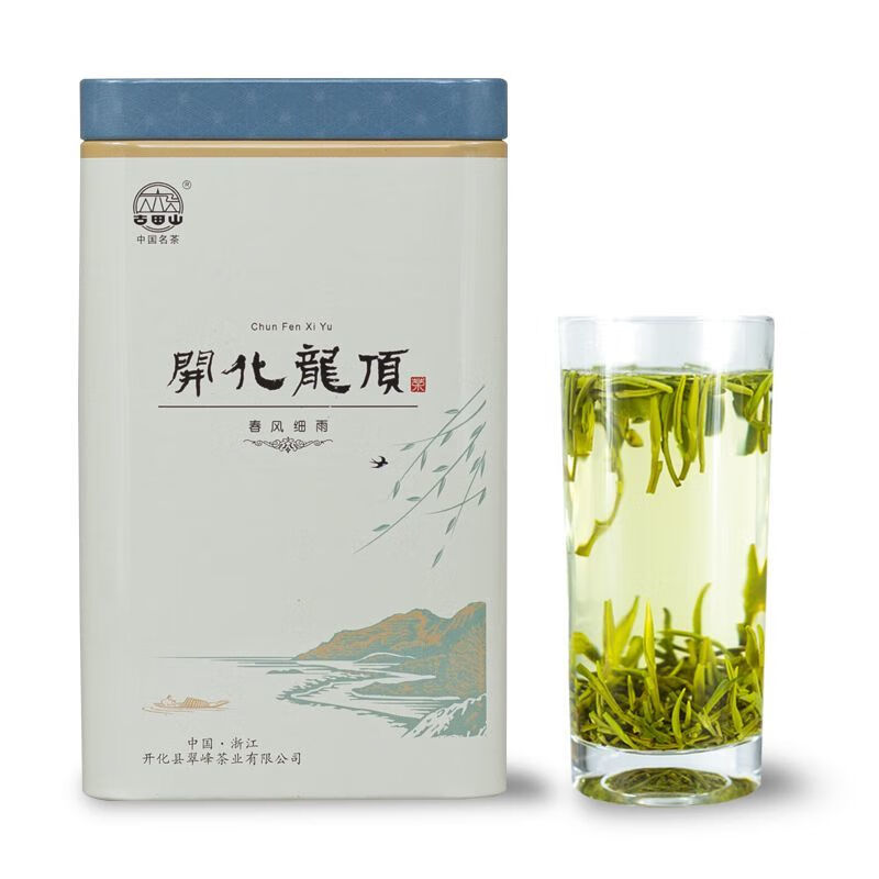 百草仙翁開(kāi)化龍頂茶2025浙江春茶綠茶衢州雨前雀舌高山茶園清醇嫩芽茶葉 雨前龍頂125克1罐