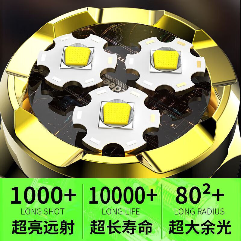 【严选百货】一分购爆亮迷你LED强光手电筒可充电三眼户外照明远 【三核升级3998N】超亮+爆闪