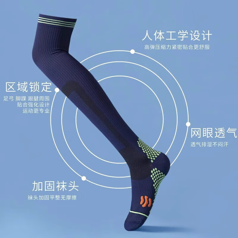 LUCYLEE美国静脉曲张祙医用弹力袜久站坐护小腿男女运动健身过膝长压力袜 【1双装】藏青 S/M女款【35-39码】