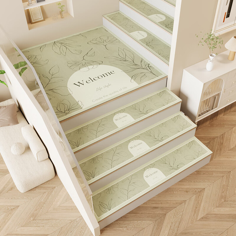 七七家樓梯踏步墊家用防滑吸水涼墊實(shí)木階梯隔音滿(mǎn)鋪地毯可臺階腳踏墊 升級土樓梯墊-芳菲抹茶色 26cm*75cm (無(wú)折邊)