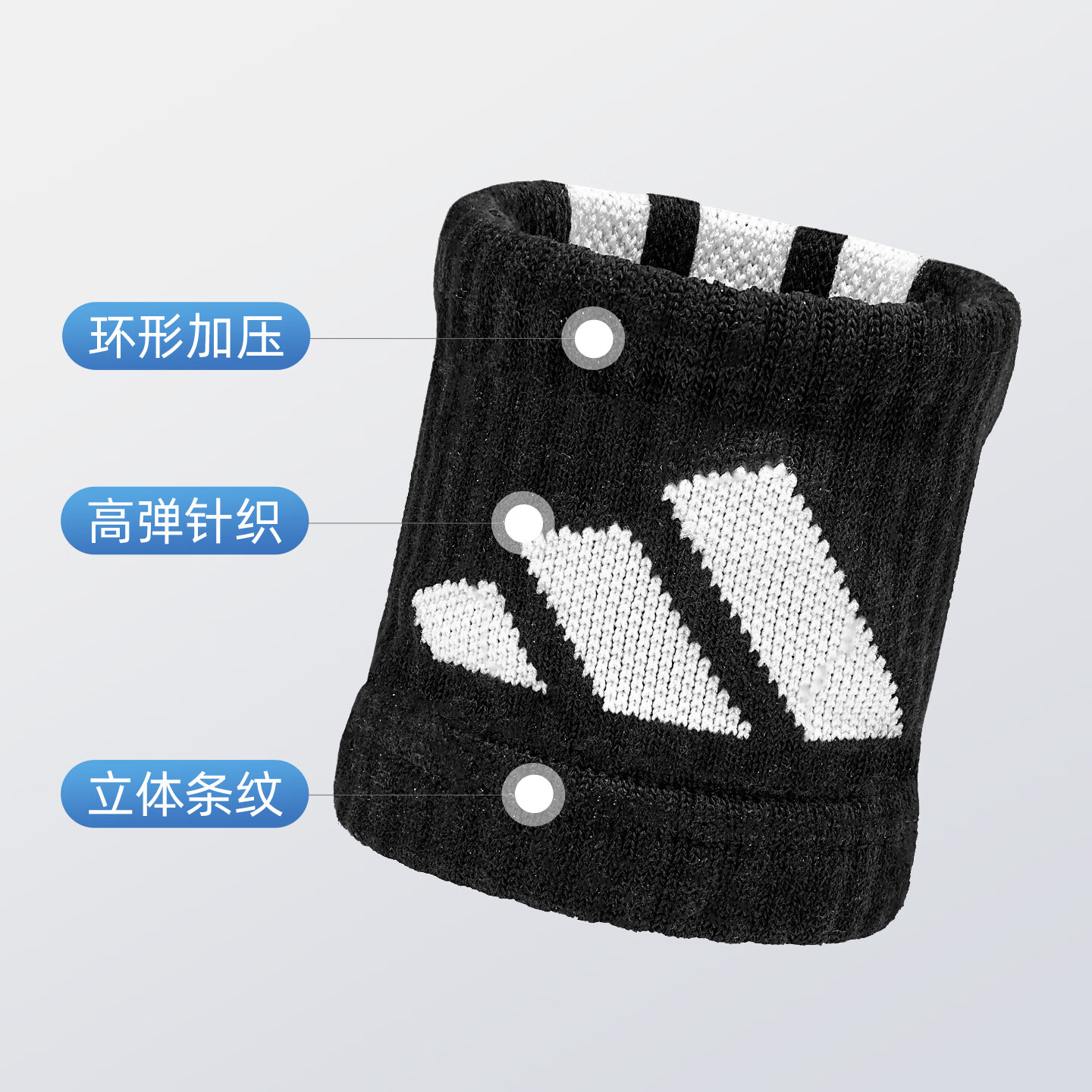 阿迪达斯(adidas)运动护腕男款扭伤手腕腱鞘护套擦汗巾女篮球羽毛球网球跑步护具 黑粉丨加长-2只装【吸汗透气丨柔软高弹】 均码