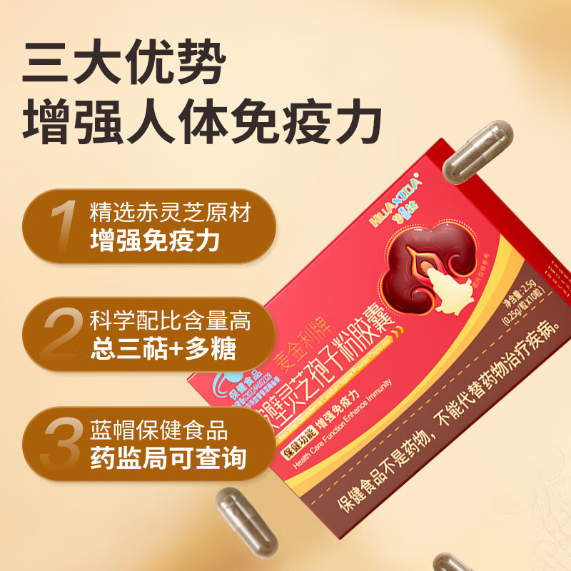华喜达麦金利牌破壁灵芝孢子粉胶囊中老年人增强免疫力 1盒【体验装】官方正品