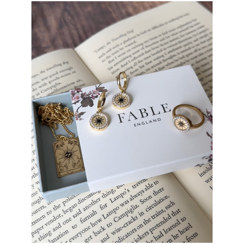 Fable欧美黑色珐琅太阳戒指复古法式少女珍珠高级锁骨链小众设计 太阳戒指 M