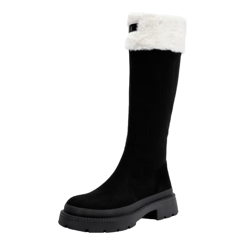 ���ڲ�����ELLE��ͲѥŮ���ޱ�ů��ʿѥ�ٴ�ָ���ѥ���ë�����¿� ��ɫ ���� ����4.0cm 37 (235mm) ��׼��