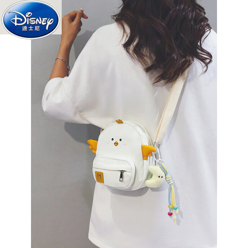 迪士尼（Disney）可爱迷你帆布包女2025新款小众个性休闲百搭儿童卡通手机斜挎小包 白色【裸包】