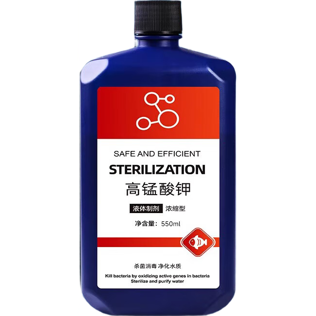 高锰酸钾鱼用鱼池鱼塘消毒杀菌鱼缸净水剂乌龟养殖场水溶液非鱼药 高锰酸钾溶液1瓶500ml