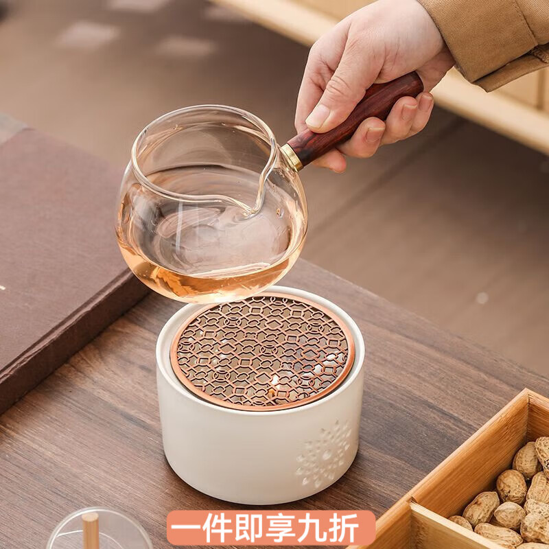 花沐禧日式蜡烛煮茶炉套装温茶炉底座明火烤橘子炉热茶暖茶加热炉温茶器 【温茶必备】DFY-玲珑温茶炉 【温茶神器】