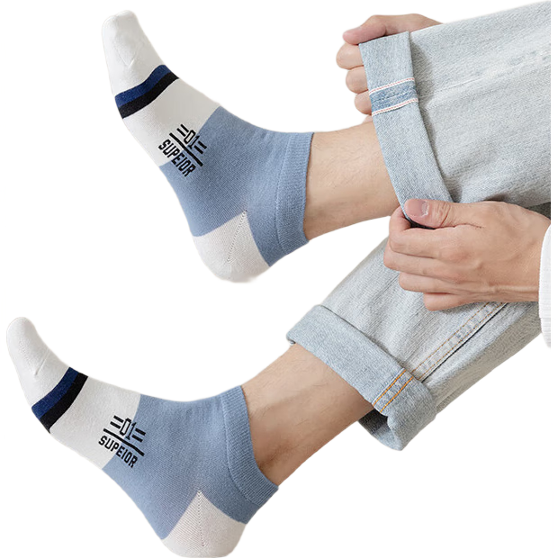 雅鹿男士短袜四季透气吸汗运动袜字母拼色不勒脚袜子防臭耐磨抑菌船袜 不到1元】字母拼色船袜【20双】 均码 雅鹿 10A抑菌/高弹透气/抗起球