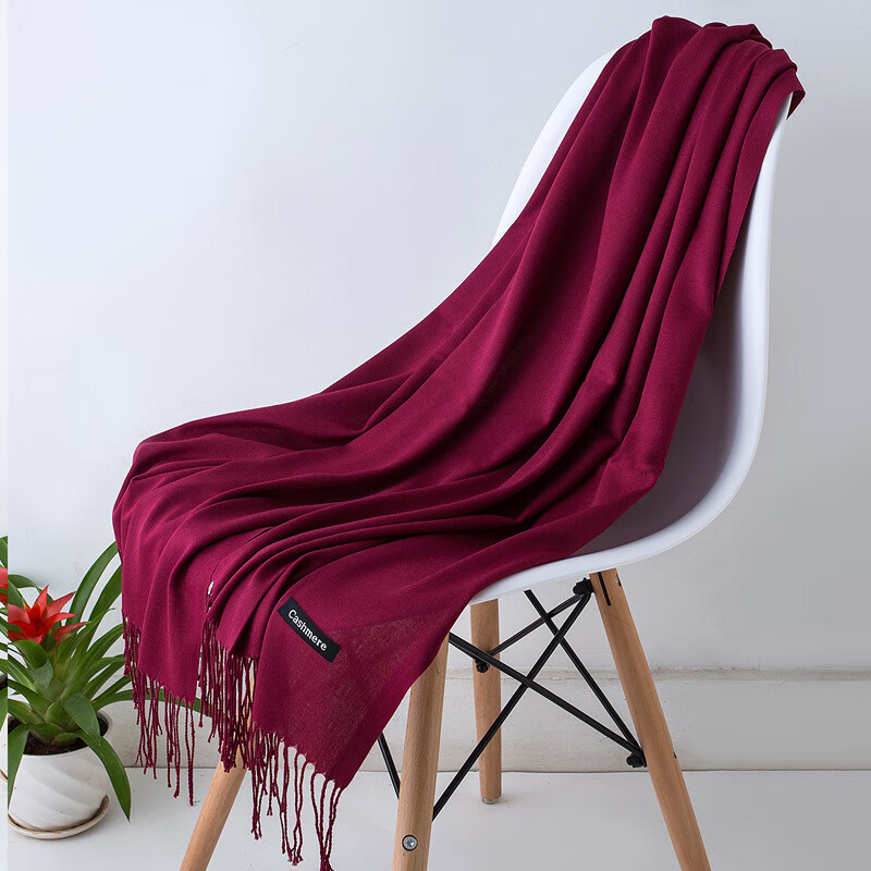 奥义驰围巾韩版女秋冬季纯色仿羊绒加厚保暖长款百搭夏季空调房披肩两用 米色 200*70cm