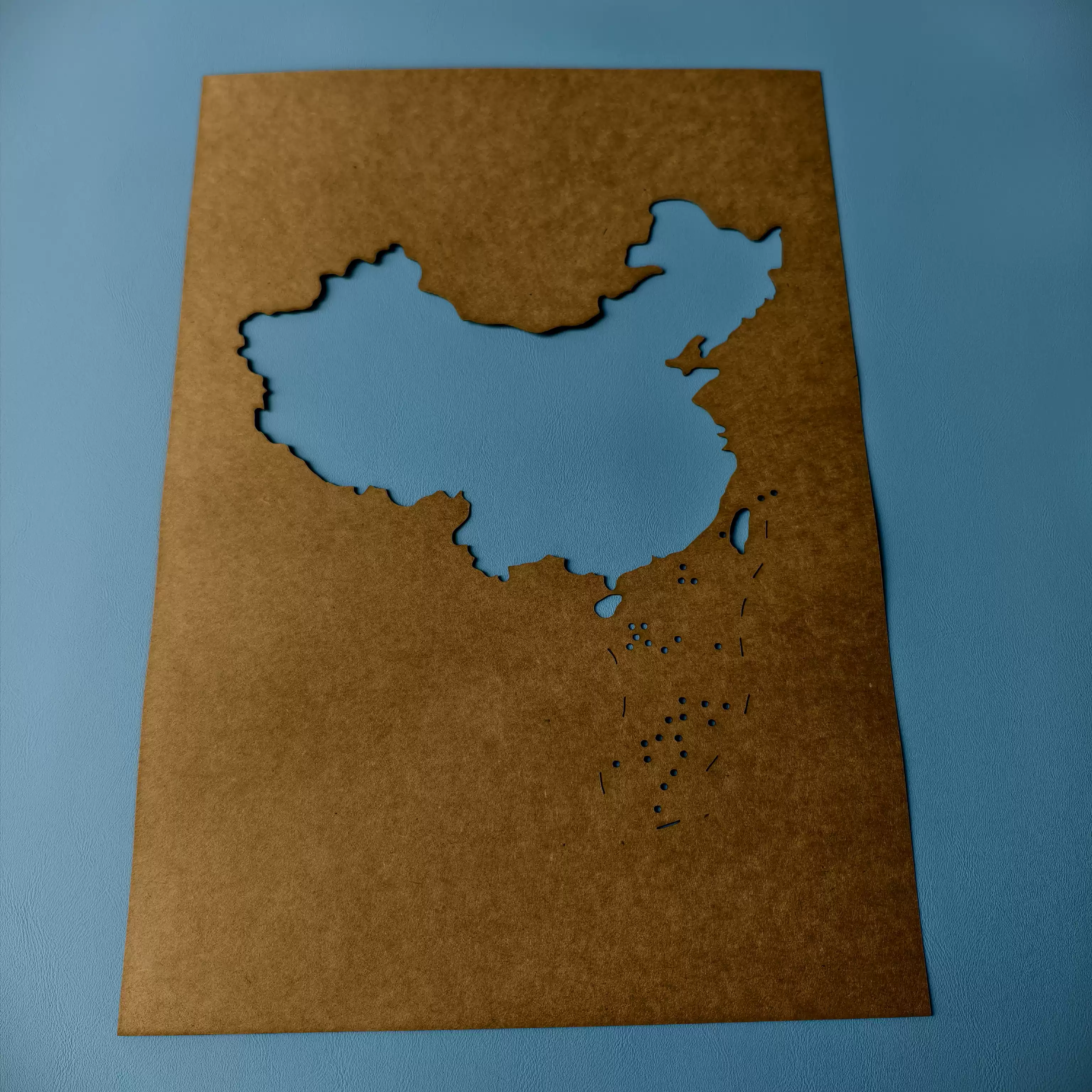 掌柜中国地图镂空模板国庆立体画手工diy牛皮纸镂空模板树叶地图手工