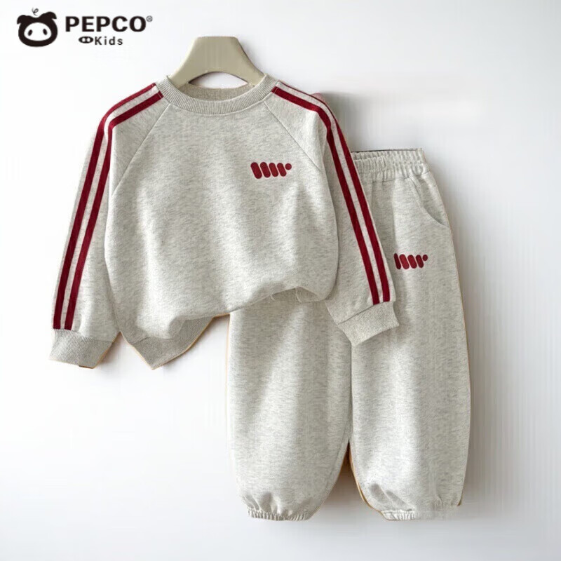 小猪班纳(PEPCO)女童秋季卡通卫衣套装2025新款休闲秋款洋气儿童秋装女宝宝两件套 MTH两道杠套装-深灰色 男孩 170 (建议身高160-170cm)
