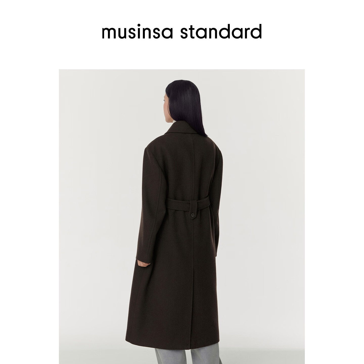 MUSINSA STANDARD【含羊毛】韩国秋冬时尚长款女士毛呢大衣外套 棕色(DR) M