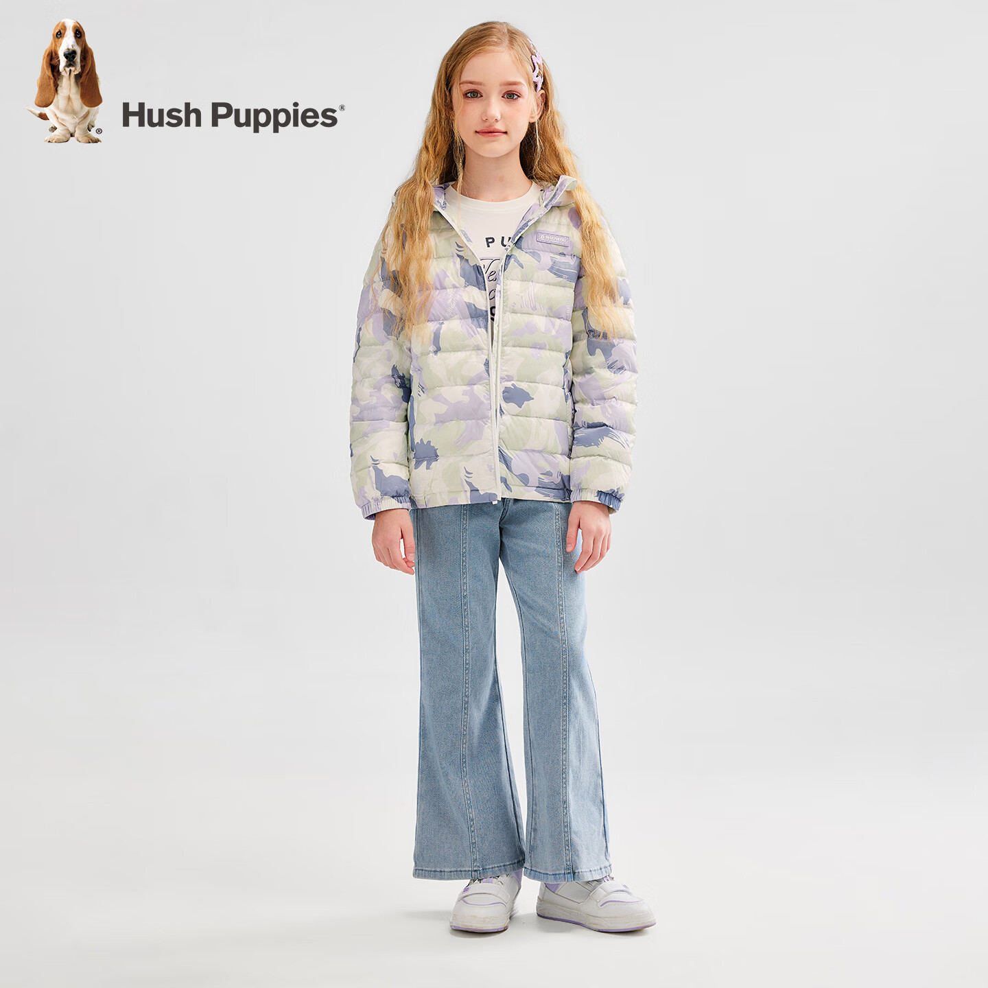 暇步士（Hush Puppies）童装儿童男女大童冬装新款厚外套舒适外套时尚潮酷保暖羽绒服 风信紫503 150 cm