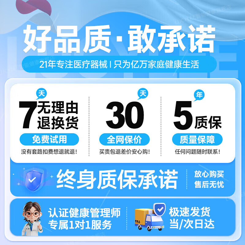 LUCYLEE美国电加热艾绒披肩颈部热敷包保暖护背艾灸艾草理疗仪 【腰腹热敷】刺绣蓝+智能控温