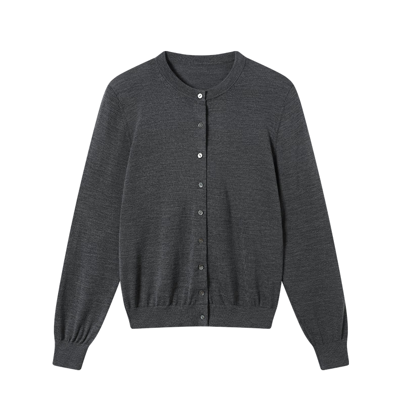 京东京造【100%羊毛衫】针织衫女开衫毛衣25秋冬新款夹克外套 高级花灰 M