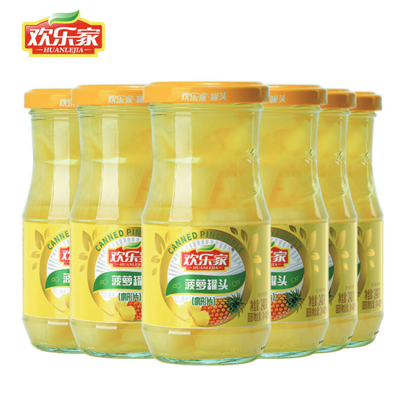 欢乐家菠萝罐头248g6罐新鲜糖水休闲零食菠萝罐头水果整箱 菠萝罐头248g*6瓶